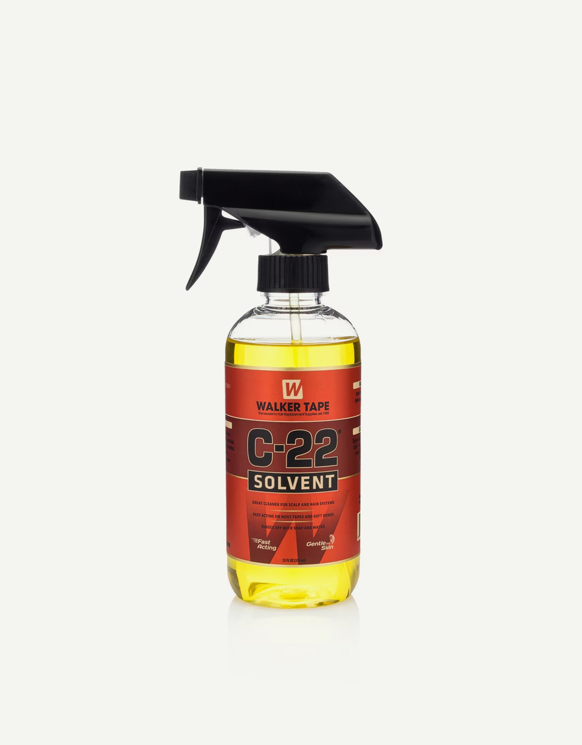 Bottle of Walker Tape C-22 Solvent with a black spray nozzle on a white background