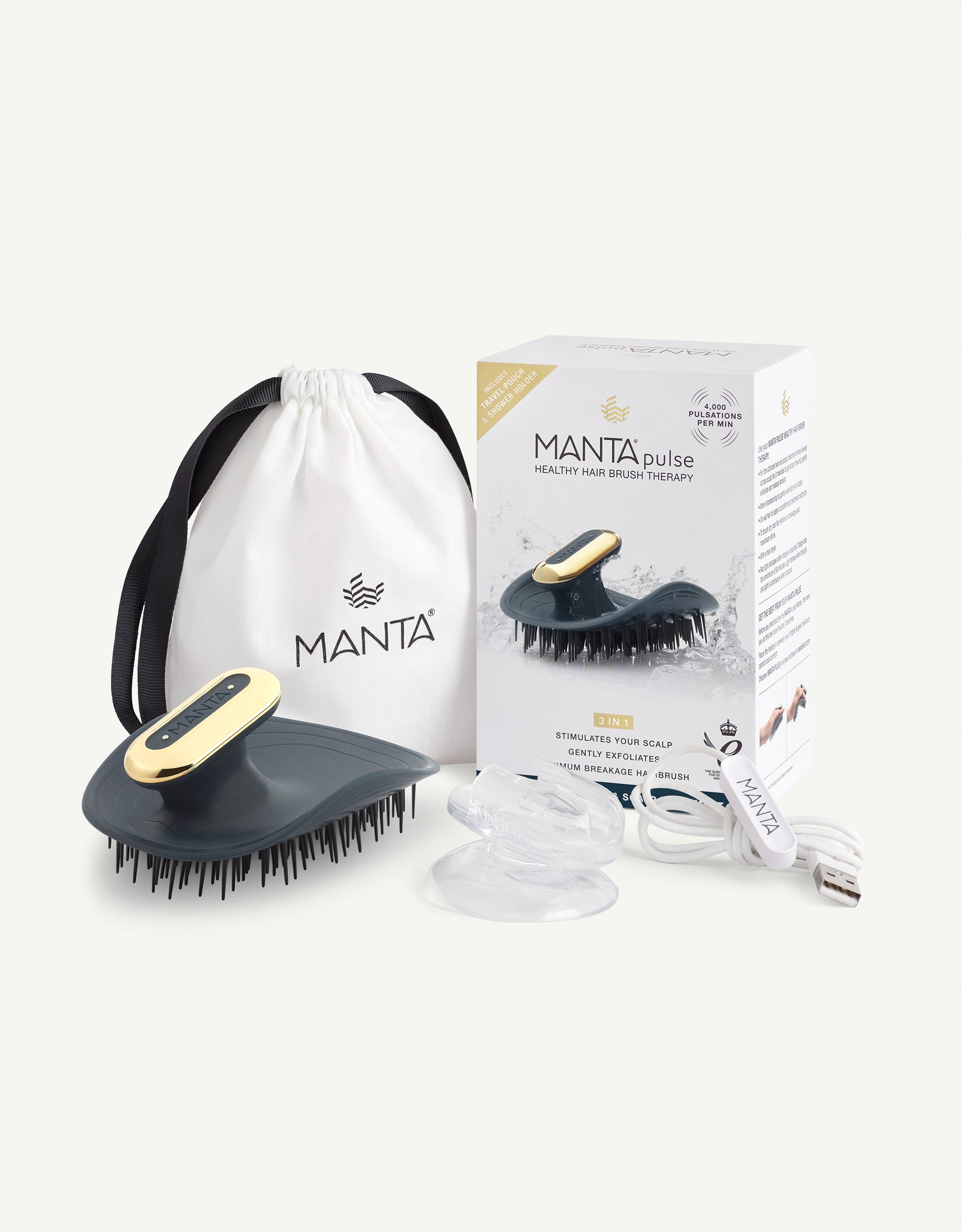 Manta Pulse Hair Brush - Deep Ocean Blue
